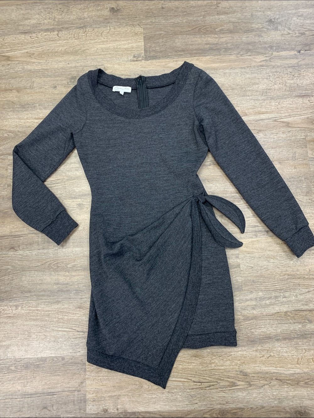 Byron Lars Charcoal Gray Long Sleeve Wrap-Tie Dress Size 10